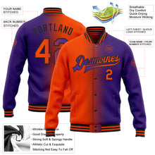 Загрузить изображение в средство просмотра галереи, Custom Purple Orange-Black Bomber Full-Snap Varsity Letterman Gradient Fashion Jacket