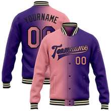 Загрузить изображение в средство просмотра галереи, Custom Purple Medium Pink-Black Bomber Full-Snap Varsity Letterman Gradient Fashion Jacket
