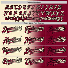 Загрузить изображение в средство просмотра галереи, Custom Maroon Cream-Black Bomber Full-Snap Varsity Letterman Gradient Fashion Jacket