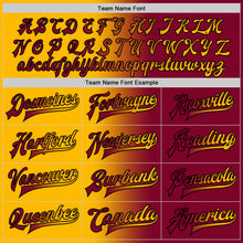 Загрузить изображение в средство просмотра галереи, Custom Maroon Gold-Black Bomber Full-Snap Varsity Letterman Gradient Fashion Jacket