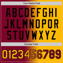 Загрузить изображение в средство просмотра галереи, Custom Maroon Gold-Black Bomber Full-Snap Varsity Letterman Gradient Fashion Jacket