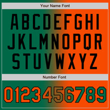 Загрузить изображение в средство просмотра галереи, Custom Kelly Green Orange-Black Bomber Full-Snap Varsity Letterman Gradient Fashion Jacket