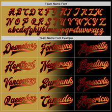 Загрузить изображение в средство просмотра галереи, Custom Black Old Gold-Red Bomber Full-Snap Varsity Letterman Gradient Fashion Jacket