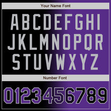 Загрузить изображение в средство просмотра галереи, Custom Black Purple-Gray Bomber Full-Snap Varsity Letterman Gradient Fashion Jacket