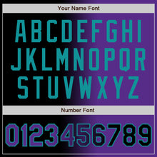 Загрузить изображение в средство просмотра галереи, Custom Black Purple-Teal Bomber Full-Snap Varsity Letterman Gradient Fashion Jacket