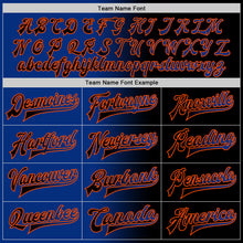 Загрузить изображение в средство просмотра галереи, Custom Black Royal-Orange Bomber Full-Snap Varsity Letterman Gradient Fashion Jacket