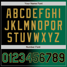 Загрузить изображение в средство просмотра галереи, Custom Black Kelly Green-Old Gold Bomber Full-Snap Varsity Letterman Gradient Fashion Jacket