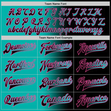 Загрузить изображение в средство просмотра галереи, Custom Black Aqua-Pink Bomber Full-Snap Varsity Letterman Gradient Fashion Jacket