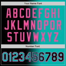 Загрузить изображение в средство просмотра галереи, Custom Black Aqua-Pink Bomber Full-Snap Varsity Letterman Gradient Fashion Jacket