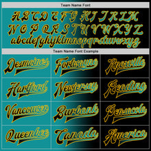 Загрузить изображение в средство просмотра галереи, Custom Black Teal-Gold Bomber Full-Snap Varsity Letterman Gradient Fashion Jacket