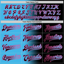 Загрузить изображение в средство просмотра галереи, Custom Black Sky Blue-Pink Bomber Full-Snap Varsity Letterman Gradient Fashion Jacket