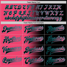 Загрузить изображение в средство просмотра галереи, Custom Black Neon Pink-Teal Bomber Full-Snap Varsity Letterman Gradient Fashion Jacket