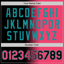 Загрузить изображение в средство просмотра галереи, Custom Black Neon Pink-Teal Bomber Full-Snap Varsity Letterman Gradient Fashion Jacket