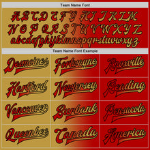 Загрузить изображение в средство просмотра галереи, Custom Red Old Gold-Black Bomber Full-Snap Varsity Letterman Gradient Fashion Jacket