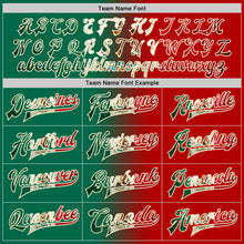 Загрузить изображение в средство просмотра галереи, Custom Red Vintage Mexican Flag Kelly Green Cream-Black Bomber Full-Snap Varsity Letterman Gradient Fashion Jacket