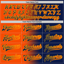 Загрузить изображение в средство просмотра галереи, Custom Navy Orange-Gold Bomber Full-Snap Varsity Letterman Gradient Fashion Jacket