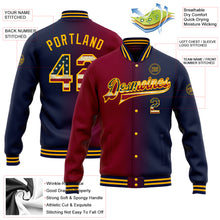 Загрузить изображение в средство просмотра галереи, Custom Navy Vintage USA Flag Maroon-Gold Bomber Full-Snap Varsity Letterman Gradient Fashion Jacket