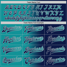 Загрузить изображение в средство просмотра галереи, Custom Navy Teal-Gray Bomber Full-Snap Varsity Letterman Gradient Fashion Jacket