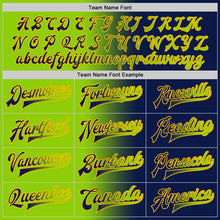 Загрузить изображение в средство просмотра галереи, Custom Navy Neon Green-Gold Bomber Full-Snap Varsity Letterman Gradient Fashion Jacket