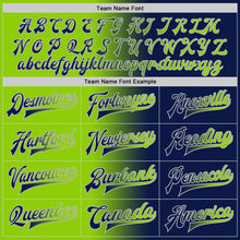 Загрузить изображение в средство просмотра галереи, Custom Navy Neon Green-Gray Bomber Full-Snap Varsity Letterman Gradient Fashion Jacket