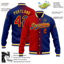 Load image into Gallery viewer, Custom Royal Red-Yellow Bomber Full-Snap Varsity Letterman Gradient Fashion Jacket