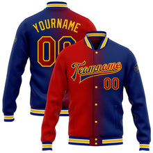 Load image into Gallery viewer, Custom Royal Red-Yellow Bomber Full-Snap Varsity Letterman Gradient Fashion Jacket