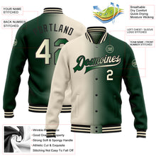 Загрузить изображение в средство просмотра галереи, Custom Green Cream-Black Bomber Full-Snap Varsity Letterman Gradient Fashion Jacket
