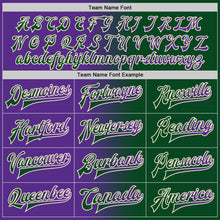 Load image into Gallery viewer, Custom Green Purple-Cream Bomber Full-Snap Varsity Letterman Gradient Fashion Jacket