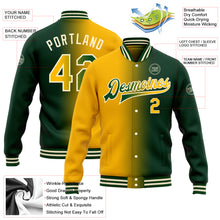 Загрузить изображение в средство просмотра галереи, Custom Green Gold-Cream Bomber Full-Snap Varsity Letterman Gradient Fashion Jacket
