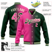 Загрузить изображение в средство просмотра галереи, Custom Green Pink-Cream Bomber Full-Snap Varsity Letterman Gradient Fashion Jacket