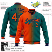 Charger l'image dans la galerie, Custom Teal Orange-Navy Bomber Full-Snap Varsity Letterman Gradient Fashion Jacket