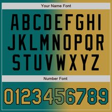 Charger l'image dans la galerie, Custom Teal Old Gold-Black Bomber Full-Snap Varsity Letterman Gradient Fashion Jacket