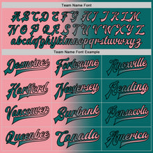 Загрузить изображение в средство просмотра галереи, Custom Teal Medium Pink-Black Bomber Full-Snap Varsity Letterman Gradient Fashion Jacket