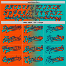 Загрузить изображение в средство просмотра галереи, Custom Aqua Orange-Navy Bomber Full-Snap Varsity Letterman Gradient Fashion Jacket