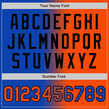 Charger l'image dans la galerie, Custom Thunder Blue Orange-Black Bomber Full-Snap Varsity Letterman Gradient Fashion Jacket