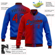 Load image into Gallery viewer, Custom Thunder Blue Red-Black Bomber Full-Snap Varsity Letterman Gradient Fashion Jacket
