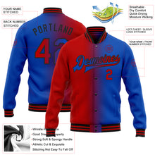 Загрузить изображение в средство просмотра галереи, Custom Thunder Blue Red-Black Bomber Full-Snap Varsity Letterman Gradient Fashion Jacket