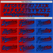 Загрузить изображение в средство просмотра галереи, Custom Thunder Blue Red-Black Bomber Full-Snap Varsity Letterman Gradient Fashion Jacket