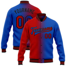 Загрузить изображение в средство просмотра галереи, Custom Thunder Blue Red-Black Bomber Full-Snap Varsity Letterman Gradient Fashion Jacket