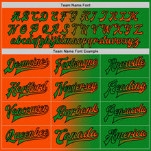 Загрузить изображение в средство просмотра галереи, Custom Grass Green Orange-Black Bomber Full-Snap Varsity Letterman Gradient Fashion Jacket