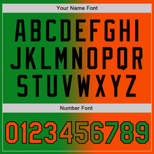 Загрузить изображение в средство просмотра галереи, Custom Grass Green Orange-Black Bomber Full-Snap Varsity Letterman Gradient Fashion Jacket