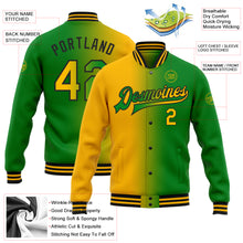 Загрузить изображение в средство просмотра галереи, Custom Grass Green Gold-Black Bomber Full-Snap Varsity Letterman Gradient Fashion Jacket