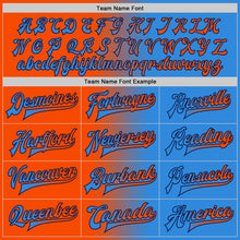 Load image into Gallery viewer, Custom Powder Blue Orange-Navy Bomber Full-Snap Varsity Letterman Gradient Fashion Jacket