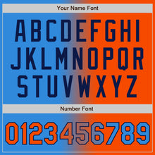 Load image into Gallery viewer, Custom Powder Blue Orange-Navy Bomber Full-Snap Varsity Letterman Gradient Fashion Jacket