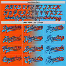 Загрузить изображение в средство просмотра галереи, Custom Sky Blue Orange-Navy Bomber Full-Snap Varsity Letterman Gradient Fashion Jacket