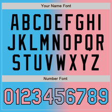 Charger l'image dans la galerie, Custom Sky Blue Medium Pink-Black Bomber Full-Snap Varsity Letterman Gradient Fashion Jacket