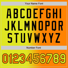 Загрузить изображение в средство просмотра галереи, Custom Neon Yellow Bay Orange-Black Bomber Full-Snap Varsity Letterman Gradient Fashion Jacket