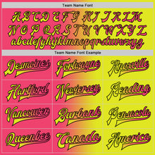 Charger l'image dans la galerie, Custom Neon Yellow Neon Pink-Black Bomber Full-Snap Varsity Letterman Gradient Fashion Jacket