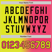 Charger l'image dans la galerie, Custom Neon Yellow Neon Pink-Black Bomber Full-Snap Varsity Letterman Gradient Fashion Jacket