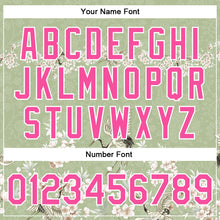 Load image into Gallery viewer, Custom Green Pink-White Flower And Crane 3D Pattern Design Bomber Full-Snap Varsity Letterman Jacket